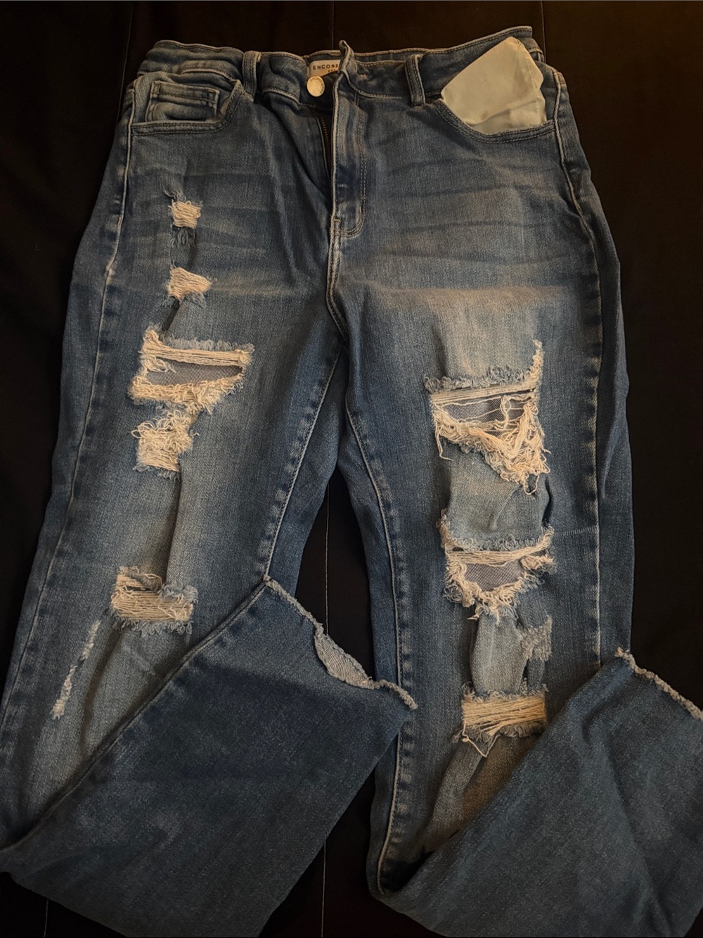 Encore Jeans Distressed Blue Skinny Jeans